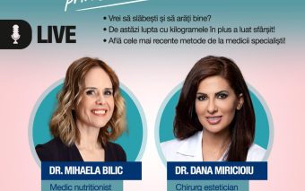 Frumusețe prin sănătate! Află cele mai recente metode de slăbit și de remodelare corporală de la specialiștii în domeniu: Dr.Dana Miricioiu și Dr.Mihaela Bilic. Participă la o dezbatere live despre frumusețe și scădere în greutate!