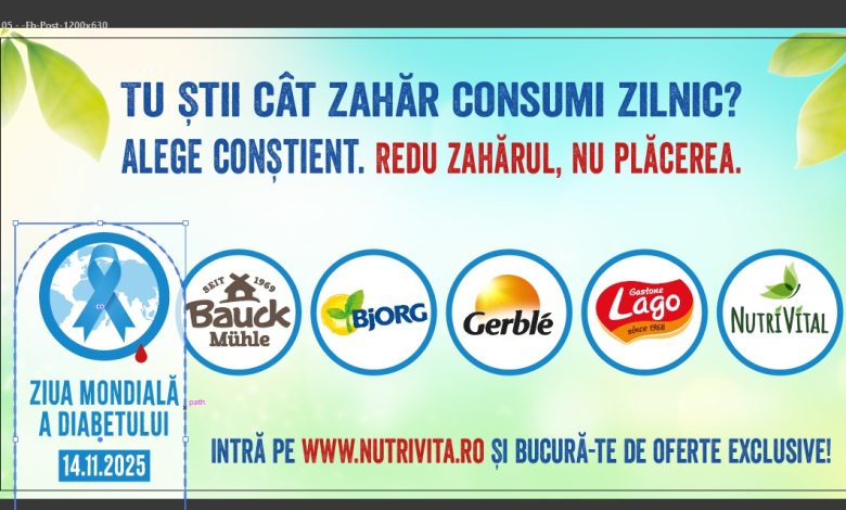 Nutrivita atrage atenția asupra consumului excesiv de zahăr prin campania „Tu știi cât zahăr consumi zilnic?” Ziua Internațională a Diabetului – un moment de reflecție și acțiune pentru o viață mai echilibrată