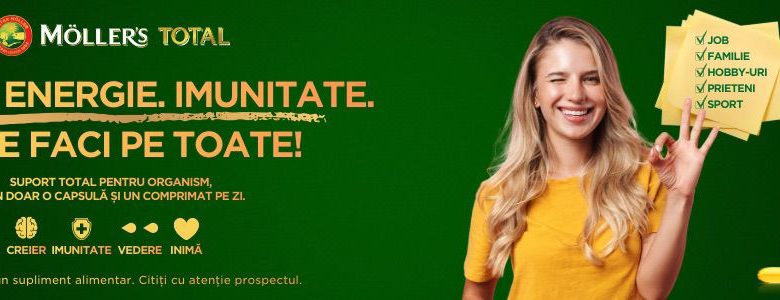 Möller's susține performanța prin Möller's TOTAL Triada GINSENG, OMEGA-3 și D3 asigură focus, energie, imunitate, să le faci pe toate! Suport total pentru organism prin 25 ingrediente active