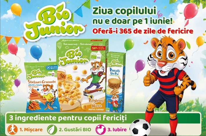 BIO JUNIOR recomanda „3 INGREDIENTE PENTRU UN COPIL FERICIT": Mișcare. BIO. Iubire. 365 de zile de fericire