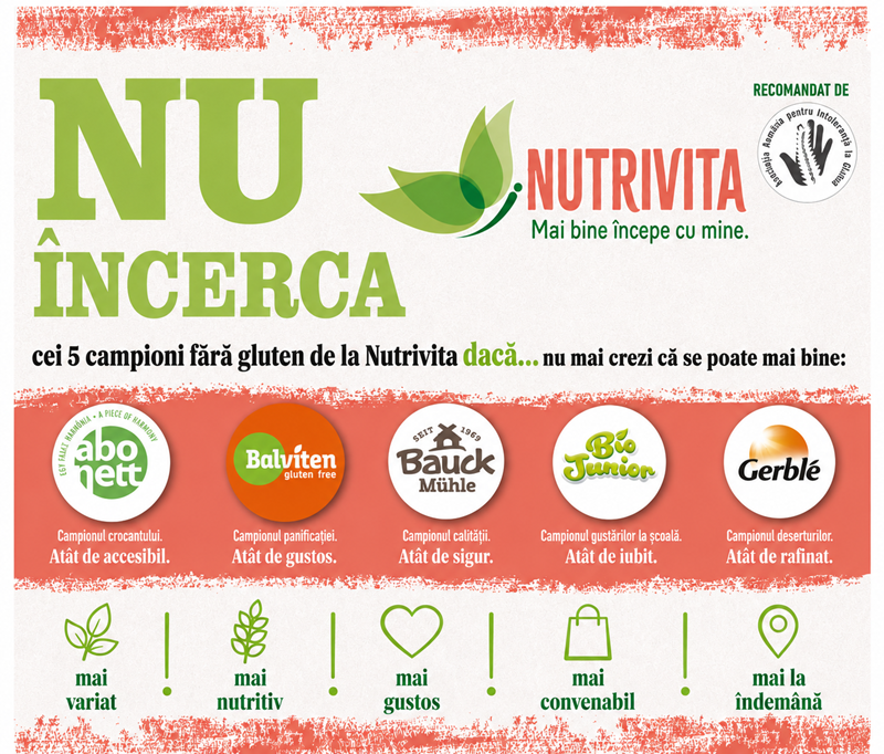 Luna Fără Gluten by Nutrivita. 16 Mai – Ziua Internațională a Bolii Celiace