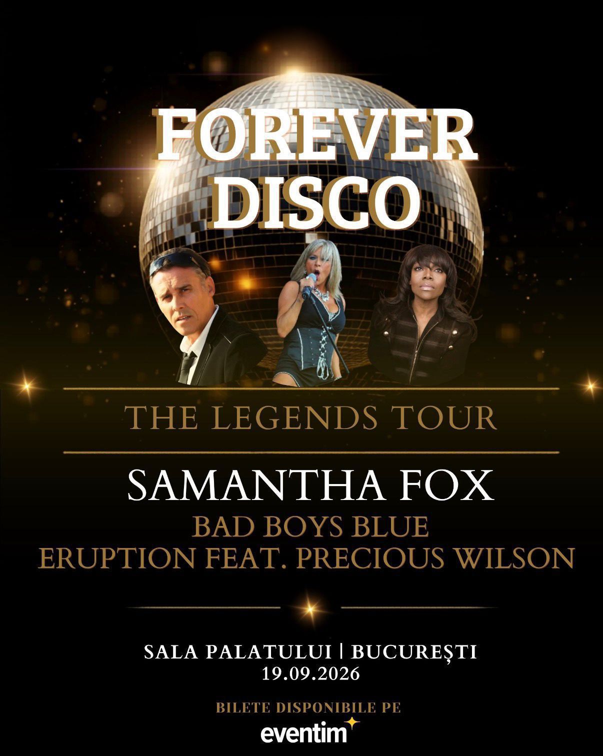 Legendele muzicii disco vin la Sala Palatului pe 19 septembrie 2026: Samantha Fox, Bad Boys Blue și Eruption, împreună la București