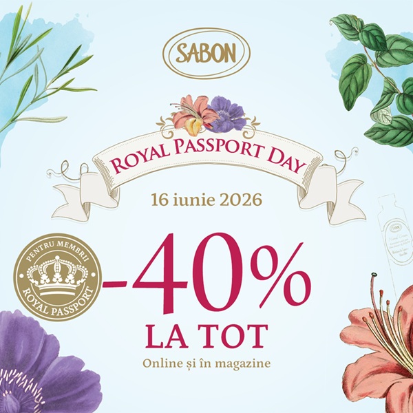 Pe 16 iunie ai 40% discount la SABON, de Royal Passport Day!