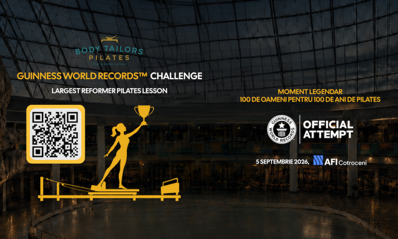 100 de ani de Pilates, 100 de reformere - Body Tailors Pilates organizează tentativa oficială pentru titlul GUINNESS WORLD RECORDS™ „Largest reformer Pilates lesson”, la București