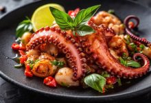 Salată de caracatiță și pepene galben