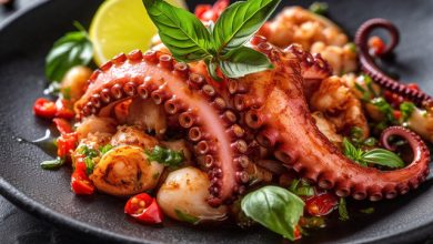 Salată de caracatiță și pepene galben