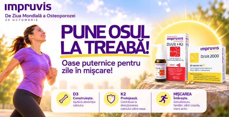 De Ziua Mondială a Osteoporozei, Impruvis lansează campania „Pune osul la treabă!”: un îndemn la mișcare și grijă pentru sănătatea oaselor
